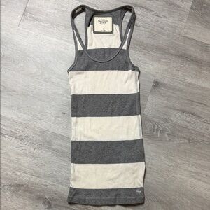 Abercrombie & Fitch Gray and Cream Striped Tank